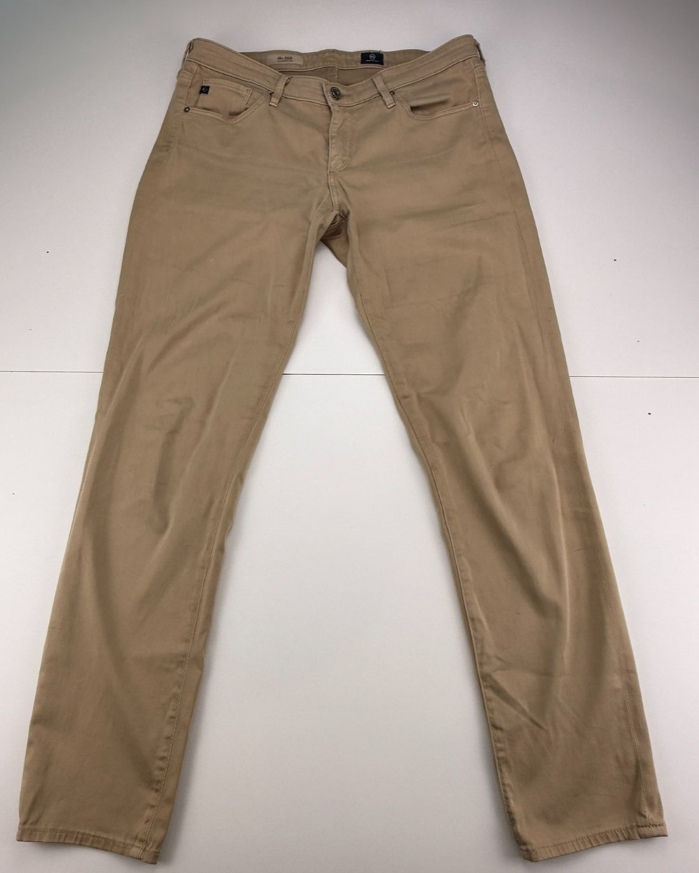 AG Adriano Goldschmied The Stilt Cigarette Leg Jeans 30R Khaki Tan Beige Stretch